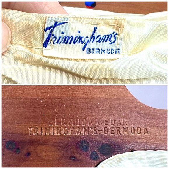 Vintage Trimingham’s Bermuda Bag Wooden Handle Handbag Mini Purse Red - Picture 3 of 10